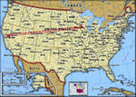 Географическая карта штатов и рек США